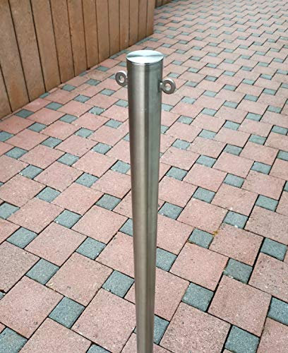 Namor© Edelstahl Absperrpfosten | Rostfrei | Edelstahl-Sperrpfosten | Rundrohr Ø48,3mm zum einbetonieren | Parkplatzabsperrung | Parkplatzsperre | Handmade in Germany (mit Ösen)