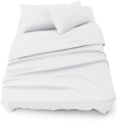 Blumtal Completo lenzuola matrimoniali 3pz - completo letto matrimoniale certificato OEKO-TEX - lenzuolo con angoli 160x200x30cm + lenzuolo 240x275cm + federa cuscino 50x80cm in microfibra - in bianco
