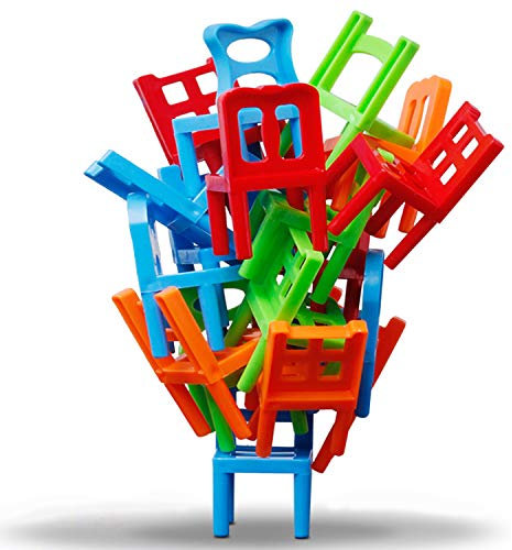 Carykon Kinder Stapelstühle DIY Balance Stuhl Hocker Eltern-Kind-Sammlung Puzzle Brettspiel Frühe Kindheit Pädagogische Farbe Stuhl Stapeln Spielzeug (36-teiliges Set)