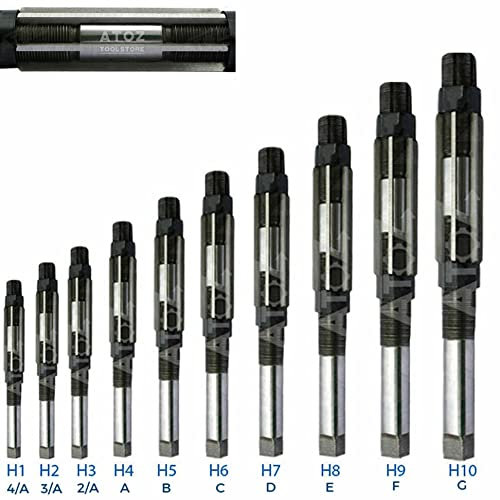 Praztech H1 - H10 Adjustable Hand Reamer Set 10 Pieces Set Capacity 3/8 to 15/16 (9.52mm - 23.8mm) Reaming Hand Tools