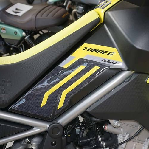 labelbike - 3D Gel Harz Aufkleber Tankseitenschutz kompatibel mit Aprilia Tuareg 660 2022-2025 Farbe: Gelb