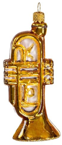 Holyart Trompete, Weihnachtsbaumschmuck aus mundgeblasenem Glas