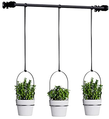 RNSUNH Macetas colgantes para ventana con 3 macetas, colgador de plantas para plantas de interior, suculentas, plantas de vid, flores