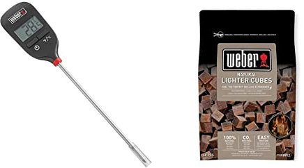 Weber 6750 Instant-Read Thermometer, Black, 20.32 cm*5.0 cm*1.77 cm & 17612 Lighter Cube, Mixed, 38x17x5 cm