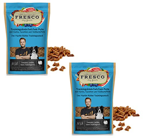 Fresco Dog Martin Rütter Trainingsknöchelchen Pute mit Kürbis, Karotte & Süßkartoffeln für Hunde - Doppelpack - 2 x 150g