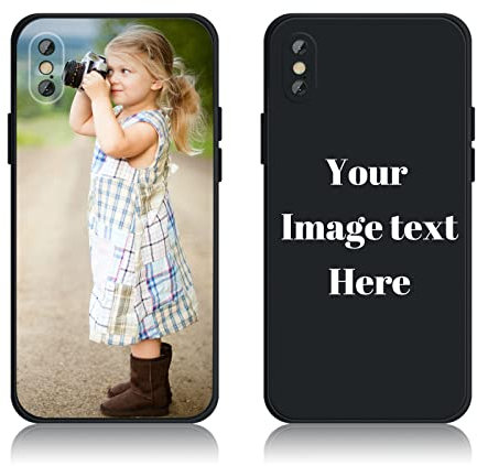 AnNengJing Custom Soft Liquid Silicone Cases Full-Body Protective Personalized Photo Name Text Logo Phone Cover for iPhone Xs Max Black