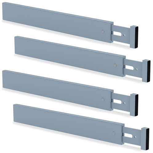 Ruichang 4 Piezas Separadores de Cajones de Bambú (44-55 x 1.5 x 5.7 cm, Gris), Divisores de Cajones Ajustables, Divisorias para Gavetas, Organizador para Cajones Cocina Baño Ropa