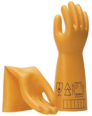 tprosafe Elektriker Handschuhe 500 Volt Gr. 10, 1 Paar, Elektro Handschuh, Naturlatex, störlichtbogengeprüft, säure- u. ölbeständig
