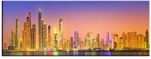DECLINA, Aluminium-Bild, Druck auf Alu-Dibond, Deko-Bilderrahmen, Aluminium-Bild, Panoramabild Dubai, 80 x 30 cm
