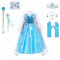 Yigoo ELSA Eiskönigin Prinzessin Kostüm Kleid Mädchen Kinder mit elsa kostüm Geschenke Accessoires- Perücke,Zauberstab,Krone,Kopfschmuck 120