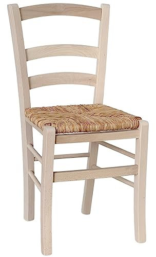 okAffareFatto di Zimbardi Costanza Chaise en bois Venise avec assise en paille de riz brut à peindre