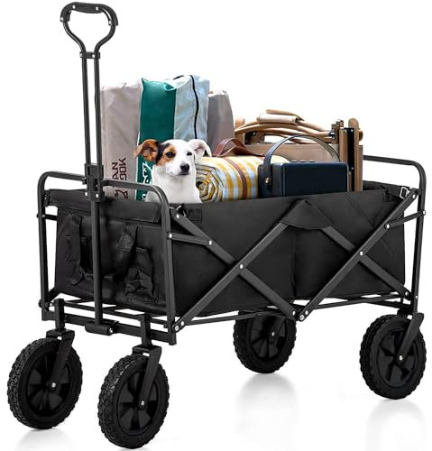 Avalo Bollerwagen - Faltbar - Bis 90KG - 80x47x49 cm - 65L - 360º Räder - Schwarz