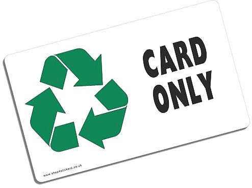 1 x Aufkleber Karte nur Recycling Bin Umwelt Recycling Logo Schild Abfall Hygiene Ofice Shop Küche Buisness Hinweis Etikett 125 x 75 mm Querformat CA1