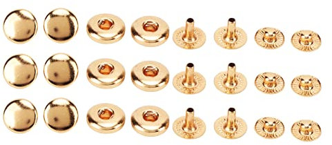 Druckknopf-Set, Premium-Kupfer, 8 Mm, Leder-Druckknöpfe, Robust, Langlebig, 200 Sets für Taschen (Gold)