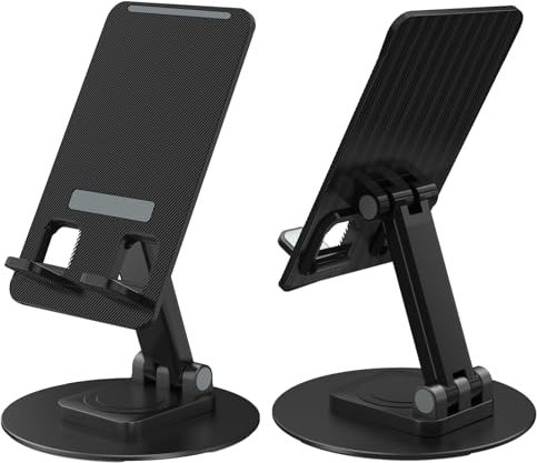 8849 Folding Phone Stand, Height Angle Adjustable Desktop Cell Phone Stand Holder for Desk, Anti-slip Foldable Desk Phone Holder Compatible for iPhone Tank 2 Android Phone Tablet