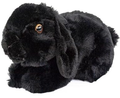 Teddys Rothenburg Kuscheltier Widderkaninchen liegend schwarz 20 cm Plüschwidder Plüschkaninchen Plüschtier