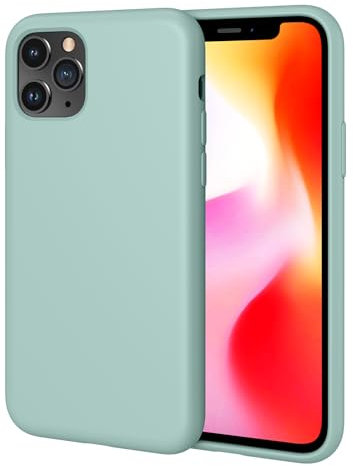 aaaioe Silicone Case for iPhone 11 Pro,Soft Ultra Slim Protective Shockproof Liquid Silicone Phone Case with Drop Protection Corners,Anti-Scratch Microfiber Lining,5.8 inch-Cyan