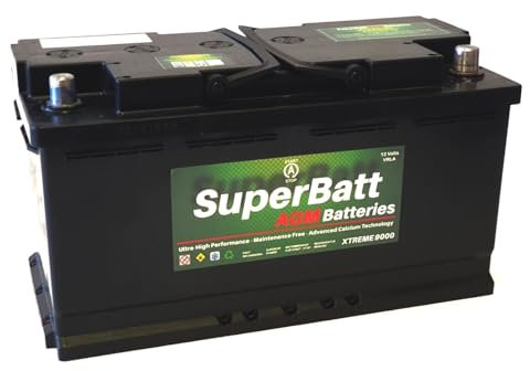 Superbatt XC020AGM 12V 105AH 950A TYPE 020 VRLA AGM Battery for Start Stop Cars & Vehicles - High Performance Heavy Duty Maintenance Free Fully Sealed No Spill - L393mm X W175mm X H190mm