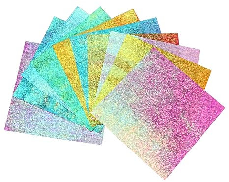 NUOBESTY Lot de 50 feuilles de papier origami coloré nacré scintillant - Papier pliable carré - Papier étoilé origami - Diseur de bonne aventure - En papier japonais - Dessin double face