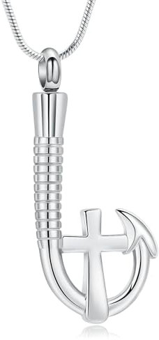 QGJNSGC Angelhaken Urne Halskette für Asche Fischhaken Edelstahl Einäscherung Schmuck Erinnerung Anhänger Andenken für Männer