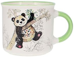 Kiub Mini mug timbale expresso avec des animaux - motif panda dans son bambou - Hauteur 6,5CM - porcelaine fine