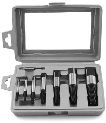 QWORK® 8 pièces jeu d'extracteurs de vis, outil d'extraction de vis, acier au carbone de haute qualité, adapté aux vis endommagées/rouillées