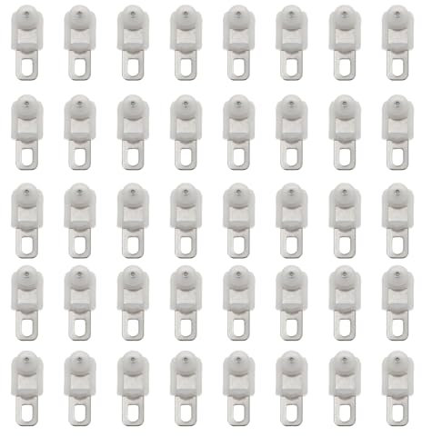 PRETYZOOM 50 Pezzi Ganci per Tende Heavy Duty Rulli Scorrevoli per Binari da Soffitto, Accessori per Aste di Finestre in Plastica Bianca