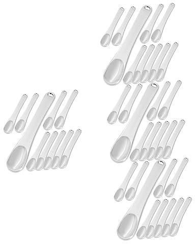 Angoily 40pcs Makeup Spatula for Face Cream Silver Cosmetic Scoop Hanging Hole Skincare Spoon for Foundation Application Facial Mask Tool