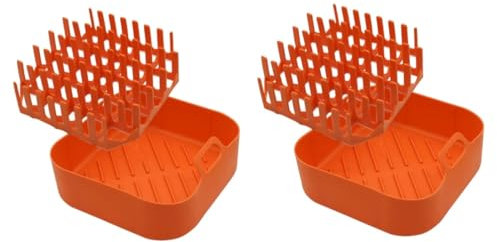 Cabilock 2 Sätze Speckschale aus Silikon Silikonluft Mikrowellen-Bacon-Herd-Tablett Luftfritteuse Airfryer Speckpfanne zum Kochen im Ofen Speckwelle Fett Backgeschirr Dribbling Beschichtung