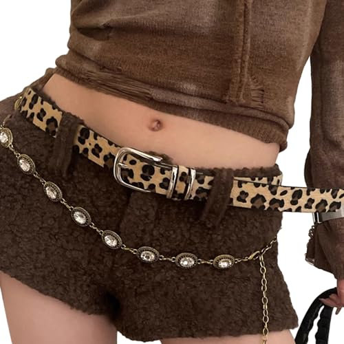 SANRLO Gürtel für Herren, Gürtel, Gürtel für Damen, moderner Skinny-Gürtel, Jeans-Bund, Schlangenleder-Stil, Leopardenmuster, Gürtel für Straßenspieler, Country-Mädchen, Leopardenmuster, Suitable for