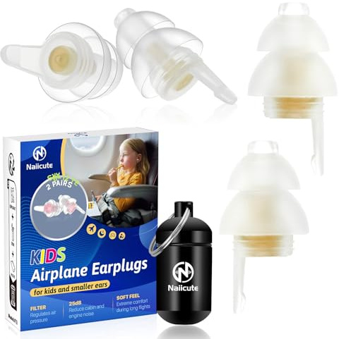 Bouchons d'oreilles pour enfants (à partir de 6 ans) - 2 paires de protections auditives réutilisables pour enfants et petits conduits auditifs - Bouchons d'oreilles souples - Protection contre le