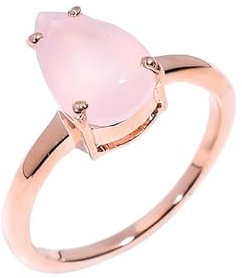 Damen Sterling Silber Ring mit natürlichem Edelstein Rosenquarz Ring für Männer Vintage handgefertigt Solitär Ring R-004-24-12Rose Gold