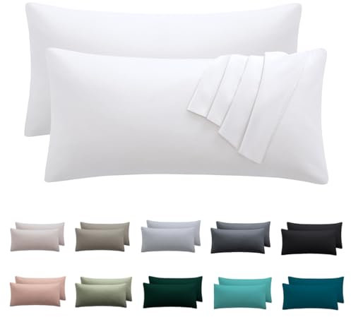 Nesture Kissenbezug 40 x 70 2er Set - kopfkissenbezug 40x70 cm Weiß, 100% Mikrofaser kissenbezüge mit Reißverschluss, Weich und Bügelfrei