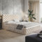 MOTIVENA Dalia Chesterfield Polsterbett 140x200 Mit Bettkasten, Matratze H3 Und Lattenrost - Kopfteil Samt, Beige Creme