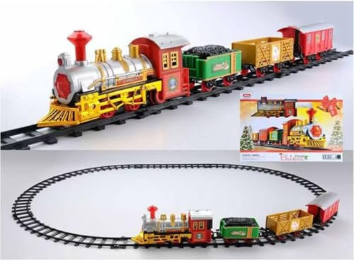 Tren Juguete para Niños Clasico Tren Arbolde Navidad Electrico DIY Ferroviarias Juegos Regalos para Niños,con Luces y Sonidos, Trenes de Juguete Regalos para Niños