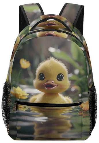 VesFy Gelbe Ente Junge Rucksack Tier Schulranzen Jungen Verstellbare Gurte Buchtasche RucksäCke FüR Jungen MäDchen Teenager One Size