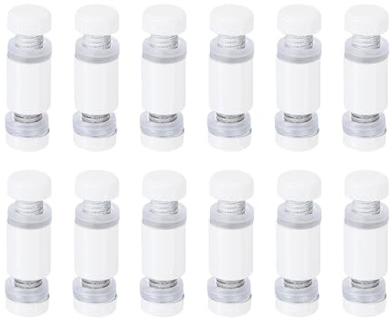 QUARKZMAN 12 Pcs Entretoise en Verre, 1/2 x 1 Vis Publicitaires à Double Tête en Acier Inoxydable, Supports Muraux, Matériel pour Support de Panneau en Verre Acrylique, Blanc