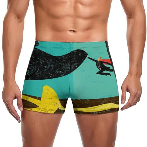 FZRTGOP Banane Schälen Herren Badehose Kurz Badeshorts Schwimmhose Bademode Badeslip Swim Briefs