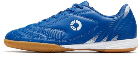LEOCI Herr inomhus fotbollsskor vuxen tränare gummi futsalskor för atletisk platt yttersula gym träning sneaker, BLÅ, 38 EU