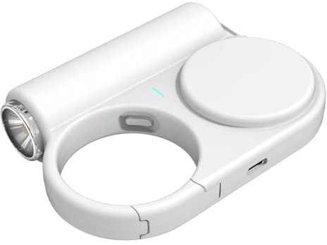 TakTark Power Bank, 5000mAh 15W High-Speed Portable Powerbank mit dehnbarem USB-C Kabel, 1 Adapter, mit Taschenlampe/Haken Akkupack für iPhone 16/15/14/13/12, Samsung Google etc