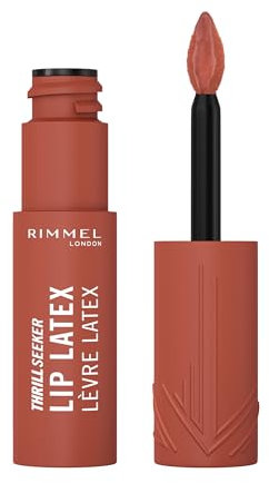 Rimmel Thrill Seeker Lip Latex, 250 Honey Bun, Ultra-Smooth Finish, Lasts All Day, Transfer-Proof, Infused with Aloe Vera, Hyaluronic Acid and Vitamin E, Diamond-Like Shape Applicator, Vegan
