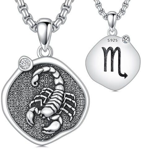 ROMANTICWORK Sternzeichen Kette 925 Sterling Silber Sternzeichen Anhänger Halskette Astrologie Horoskop Schmuck Geschenke für Damen Herren