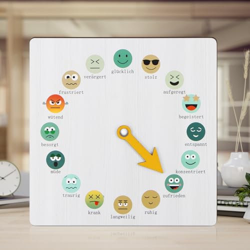 TUZELIYA Witzige Büro Geschenk - Stimmungsanzeiger Holz mit Beweglichen Zeigern - Büro Deko Stimmungsbarometer - Büro Gadgets - Schreibtisch Deko Aesthetic - Geschenk für Kollegen Freund
