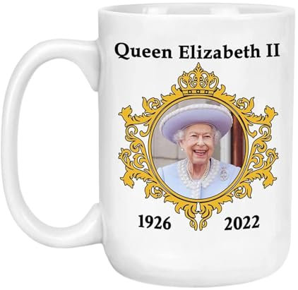 Queen Elizabeth II Mug - Ceramic England Queen Mug | Royal Family Souvenir Mug | Queen Elizabeth II Collectible Mug | Queen Elizabeth II Keepsake Mug | Rememberance Memorial Queen Cup for Decorations