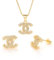 Generisch Damen Edelstahl 100% Wasserfeste Schmuck Frauen Halskette mit anhänger kette silber 925 Sterlingsilber set (Gold set Halskette Ohrstecker)