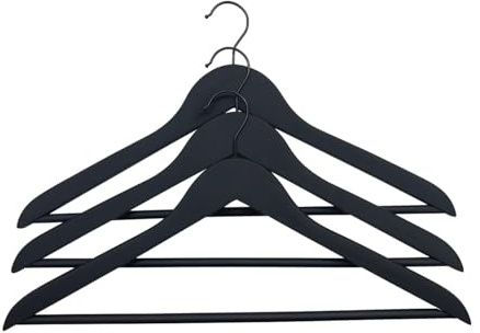 TrendLine Kleiderbügel mit Steg Holz schwarz 3 Stück
