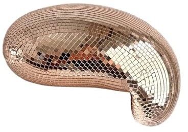 CSSHNL Disco Ball 28cm Melted Disco Ball Mirror Reflective Home Decor Handmade Aesthetic Room Decor Melting Mirror Ball For Table Shelf(Rose gold)