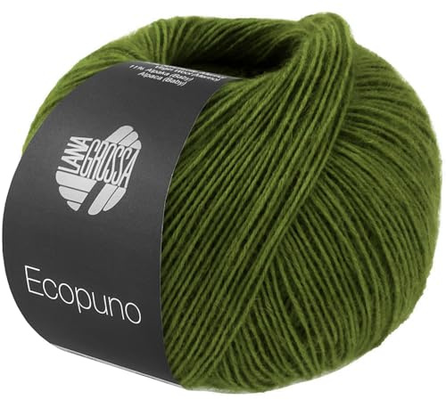 LANA GROSSA Ecopuno | Edle Netzgarnstruktur aus Baumwolle gefüllt mit Merino/Alpaka | Handstrickgarn aus 17% Schurwolle & 11% Alpaka Wolle | 50g Wolle zum Stricken & Häkeln | 215m Garn FB 221