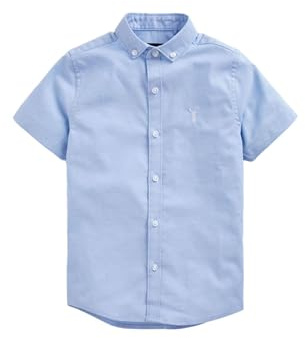 NEXT Jungen Logo Oxford-Kurzarmhemd mit hohem Baumwollanteil, Logo Blau 98