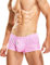 Homme Caleçon Coton Tissé Bouton Poche Confortable Doux Carreaux Low Rise Boxer Short sous-vêtements Rose XL